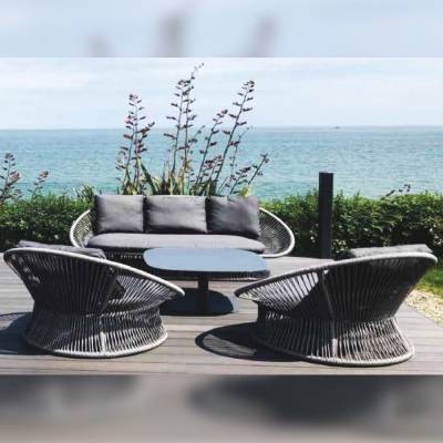 Outdoor Furniture – White PVC Cane Table and Chair Set with Rectangular Design and Polished Finish (CCOD15) Manufacturers in Kashipur