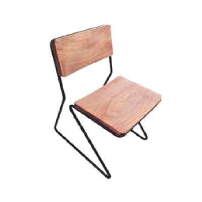 Rectangular Single Seater Chair – Brown Wooden Top with Iron Pipe Frame Manufacturers in Kashipur
