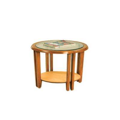 Soil Brown Round Table – Wooden Base with Glass Manufacturers in Kashipur