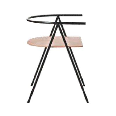 Stylish Single Seater Chair Timperley Shape Wooden Top in Brown and Black with Iron Pipe Manufacturers in Kashipur